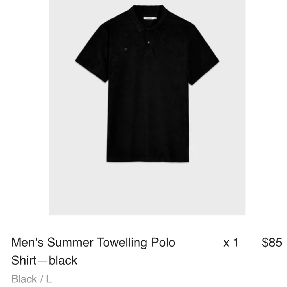 PANGAIA Mens L terry polo black